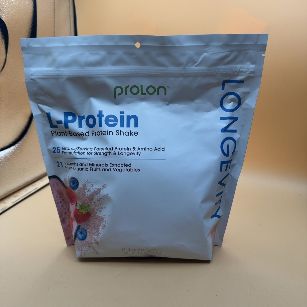 ProLon L-Protein Plant-Based Protein Shake Berry 12 Sachets 19.9 oz